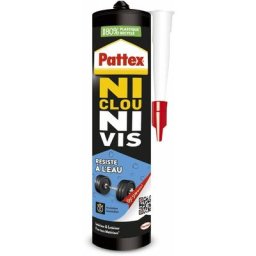Pattex Ni Clou Ni Vis Résiste à l'eau, colle de fixation surpuissante, colle blanche, colle rapide