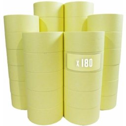 Tecplast - Lot de 180 Rubans de masquage 50 mm x 50 m jusqu'à 80° - Adhésif de masquage jaune pour