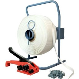 Kit 1 Feuillard de cerclage tressé 19 mm x 500 m + 1 tendeur OFFERT + 1 dévidoir + boucles