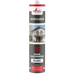 Arcane Industries - Joint acrylique mastic d'étanchéité mur porte - 300 ml x 1 - Blanc - Blanc