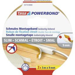tesa SLIM 55714-00000-00 Ruban de montage tesa® Powerbond blanc (L x l) 5 m x 9 mm 2 pc(s)