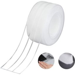 Bande d'Étanchéité,Salle de Bain Joint Double Pli Silicone Blan Ruban Baignoire