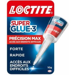 Super Glue-3 Précision Max, colle forte pour réparations précises, colle liquide tous matériaux,