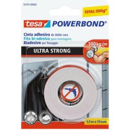 Ruban de montage extra fort 1,5m x 19mm 55791 Tesa