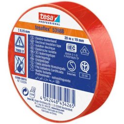 Ruban isolant homologué rouge 20m x 19mm 53988 Tesa
