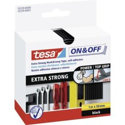 Ruban de fermeture extra fort 1m x 50mm noir 55229 Tesa