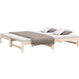 Lit coulissant 2x(90x200) cm Bois de pin massif Vidaxl Marron