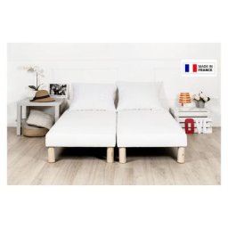 Bysommiflex - sommier tapissier 180x200cm (90x200x2) fabrication francaise + pieds offert