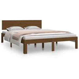 Cadre de lit Marron miel Bois de pin massif 140x190 cm Vidaxl Honey brown