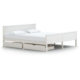 Cadre de lit avec 2 tiroirs Blanc Bois de pin massif 180x200 cm Vidaxl Blanc
