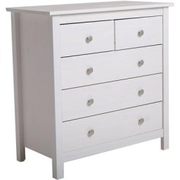 Vs Venta-stock - Commode Betty Blanc 3 grands tiroirs et 2 petits en pin massif - blanc