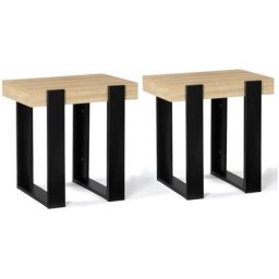 Lot de 2 tables de chevet phoenix tables d'appoint bois et noir