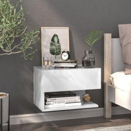 Table de nuit - Moderne Table de chevet murale Blanc FR26227