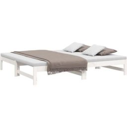 Lit coulissant Blanc 2x(90x190) cm Bois de pin massif Vidaxl Blanc
