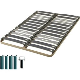 Sommier à lattes + pieds 140x190 C413 - 26 lattes bois - Fabrication française - Marron