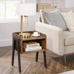 VASAGLE Table de Chevet, 42 x 35 x 52 cm, Table d'Appoint de Style Industriel, avec Compartiment