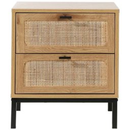 Chevet 2 Tiroirs avec Cannage Rotin - H51cm - Casâme - Bois clair