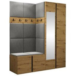Ensemble entrée Hartford 278, Manila 16, 186x158x46cm, Miroir, Chêne artisanal, Stratifié,