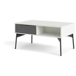 Ebuy24 - Fur Table basse avec 1 tiroir et 3 tablettes de rangement, blanc mat / gris. - Blanc