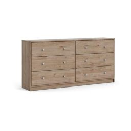 Maria Commode large avec 6 tiroirs, noyer clair.