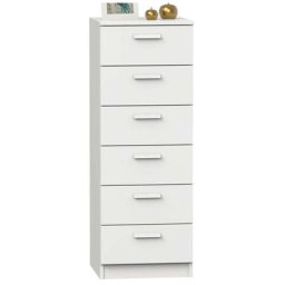 Commode 6 tiroirs Teb chambre double moderne couleur blanche 110x40x40 cm (White)