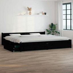 Chic Lit Double - maison - 2 Place Cadre de lit avec tiroirs Noir 200x200 cm NEUF8653