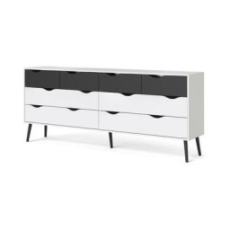 Ebuy24 - Napoli Commode avec 8 tiroirs, blanc et noir mat. - Blanc