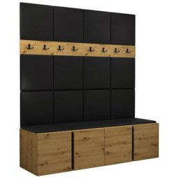 Ensemble entrée Hartford 268, Faux cuir Soft 011, 186x168x46cm, Chêne artisanal, Stratifié, Faux