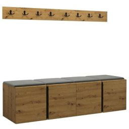 Mobilier1 - Ensemble entrée Hartford 276, Manila 16, 168x46cm, Chêne artisanal, Tapisserie,