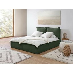 Lit coffre Bobochic Lit coffre garance avec tête de lit effet oreiller 140x190 Vert - Vert