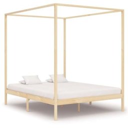Cadre de lit à baldaquin Bois de pin massif 180 x 200 cm Vidaxl Marron