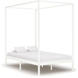 Cadre de lit à baldaquin Blanc Bois de pin massif 120 x 200 cm Vidaxl Blanc
