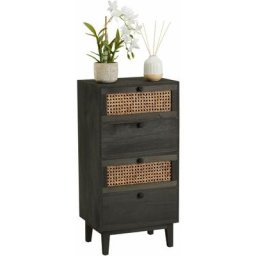 Chiffonnier seeta petite commode de rangement avec 4 tiroirs au style vintage rétro, en bois de