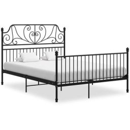 Lit double pour adulte Cadre de lit - Noir Métal 140x200 cm BV247043 Bonnevie