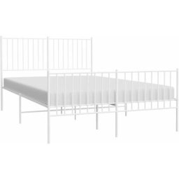 Cadre de lit métal avec tête de lit/pied de lit blanc 140x200cm vidaXL - Blanc