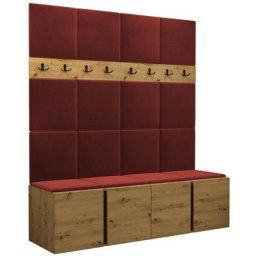 Ensemble entrée Hartford 268, Manila 23, 186x168x46cm, Chêne artisanal, Rouge, Stratifié,