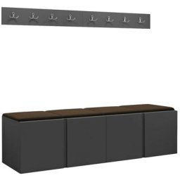 Mobilier1 - Ensemble entrée Hartford 276, Manila 04, 168x46cm, Graphite, Marron, Tapisserie,