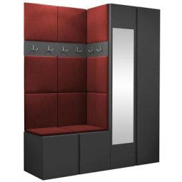 Ensemble entrée Hartford 278, Manila 23, 186x158x46cm, Miroir, Graphite, Rouge, Tapisserie,