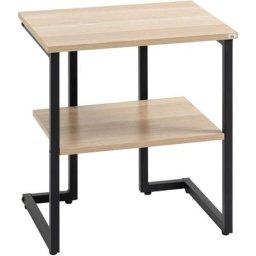 Table d'appoint guéridon avec 2 plateaux en métal et panneaux de particules - dim. 45L x 35l x 48H