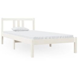 Cadre de lit Blanc Bois massif 90x190 cm Simple Vidaxl Blanc