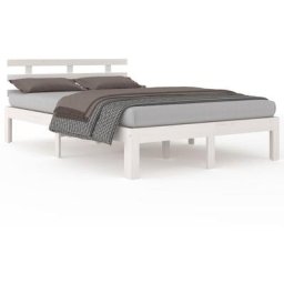 Cadre de lit Blanc Bois massif 135x190 cm Double Vidaxl Blanc