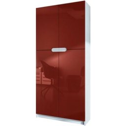 Vladon - Armoire de bureau haute Rangement Logan Blanc - haute brillance & tons naturels - Façades