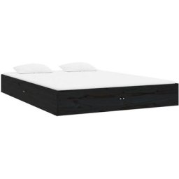 Cadre de lit Noir Bois massif 120x190 cm Petit double Vidaxl Noir