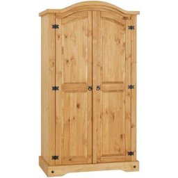 Armoire salsa penderie pour vêtements style mexicain, avec 2 portes battantes et 1 étagère, en pin