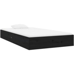 Cadre de lit Noir Bois massif 100x200 cm Vidaxl Noir