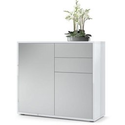 Commode Armoire Dressoir Crédence Ben Blanc mat, haute brillance & tons naturels - Façades en Gris