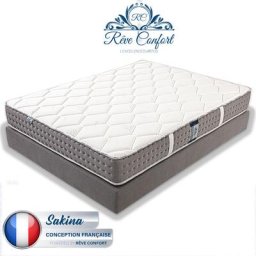 Rêve Confort - Matelas 90x190 cm, hauteur 24cm, sakina, ressorts ensachés, mousse haute densité,