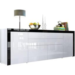 Buffet Commode Dressoir Crédence La Paz V2 Blanc, haute brillance, tons naturels - Blanc haute