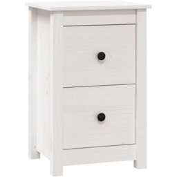 Table de Chevet, Table de nuit, pour Chambre Salon Couloir, Blanc 40x35x61,5 cm Bois de pin massif