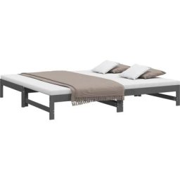 Lit coulissant Gris 2x(80x200) cm Bois de pin massif Vidaxl Gris